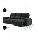 Ver imagem 3 de Sofá com Chaise Copacabana 4 Lugares Retrátil e Reclinável 230cm Preto Cia Lar Móveis