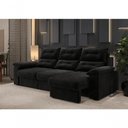 Ver imagem 1 de Sofá com Chaise Copacabana 4 Lugares Retrátil e Reclinável 230cm Preto Cia Lar Móveis