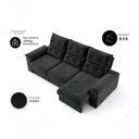Ver imagem 5 de Sofá com Chaise Copacabana 4 Lugares Retrátil e Reclinável 230cm Preto Cia Lar Móveis