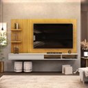 Ver imagem 1 de Painel Ripado para TV até 60 Polegadas MDF 190CMX107,8cm Nichos Bento Marrom