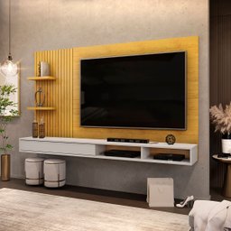 Painel Para Tv até 60 Polegadas Ripado com Nichos Bento - 5