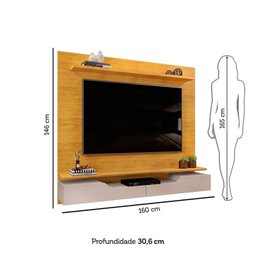 Painel para Tv até 60 Polegadas 2 Portas Basculante com Nicho e Prateleira Levi - 4