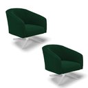 Ver imagem 1 de Poltrona Decorativa Giratória Cromada Kit 2 Stella Bouclê Verde D03 - D'Rossi