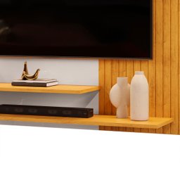 Painel Para Tv Ate 50 Polegadas Ripado 2 Prateleiras Nando - 9