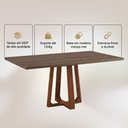 Ver imagem 3 de Mesa de Jantar Retangular Julia 160cm Tampo Freijó 6 Lugares Base Madeira Maciça Mel Sala de Jantar