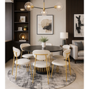 Ver imagem 1 de Conjunto Mesa de Jantar com 06 Cadeiras Livia Dourado/off - Exclusiva Bouclé Off White