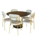 Ver imagem 7 de Conjunto Mesa de Jantar com 06 Cadeiras Livia Dourado/off - Exclusiva Bouclé Off White