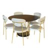 Conjunto Mesa de Jantar com 06 Cadeiras Livia Dourado/off - Exclusiva Bouclé Off White - 7