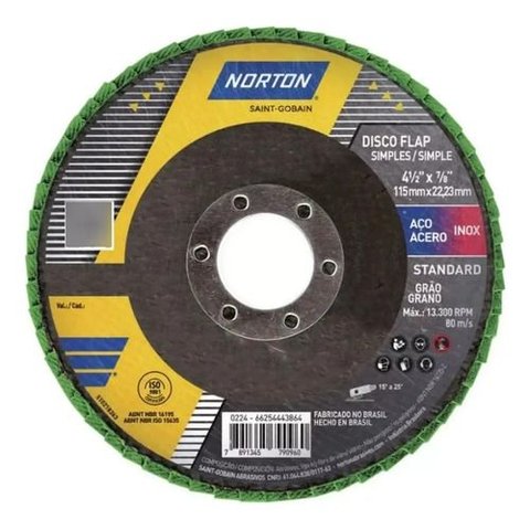 Disco Flap Reto 4.1/2" G40 Alumínio Norton