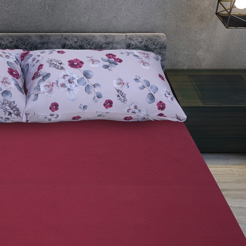 Jogo de Cama Portallar Queen Malha Confort Silk 3 Peças Violeta Vermelho - 3