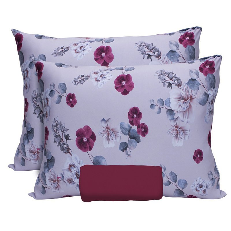 Jogo de Cama Portallar Queen Malha Confort Silk 3 Peças Violeta Vermelho