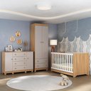 Ver imagem 1 de Quarto de Bebê Completo com Berço Americano 3 em 1 Allegra Multimóveis Mp4594 Madeirado/off White