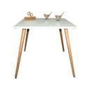 Ver imagem 1 de Mesa Jantar Pés Palitos Tampo Quadrado Vidro Laqueado 70cm Branco