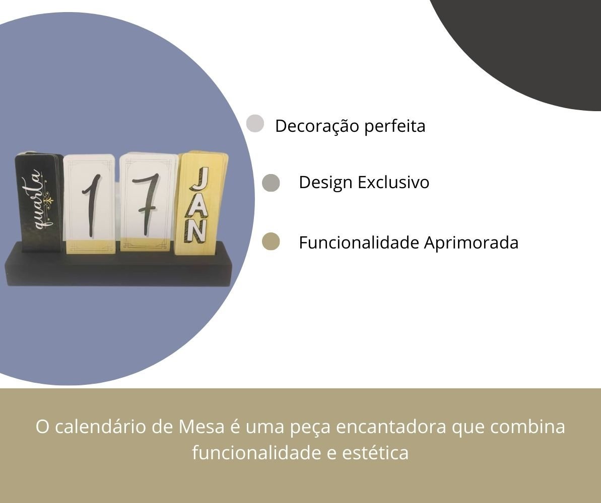 Calendário Mesa Permanente Mdf Plaquinhas Moderno Clássico Zenir&dizar Calendario Decorativo, Calend - 10