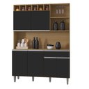 Ver imagem 1 de Armário para Cozinha Kit Alice Amendoa Preto - Ajl