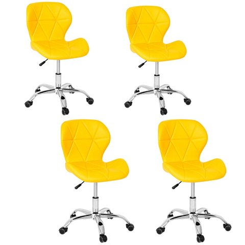 Kit 4 Cadeiras Escritório Slim Vegas Base Giratória Estofada Amarelo