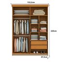 Ver imagem 3 de Guarda Roupa Solteiro London 4 Portas de Bater 2 Gavetas MDF Branco Brilho com Freijó