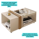 Ver imagem 3 de Mesa de Centro Sala Tampo Vidro Detalhes Moderno Rodízios:off White-buriti