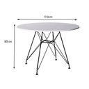 Ver imagem 2 de Mesa Jantar Eames De Ferro Preto Tampo Redondo Branco 110cm 4 Cadeiras Brancas