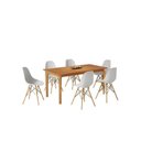 Ver imagem 2 de Conjunto Sala de Jantar Mesa Madeira Maciça com 6 Cadeiras Eames Espresso Móveis Marrom/Cinamomo/Branco