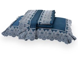 Jogo de Cama King 300 Fios Biarritz - Artelassê Azul Mediterrâneo - 2