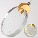 Ver imagem 2 de Lustre Pendente Disco Bolhas Cristal Dourado Led 6w 15cm 3000k Bivolt