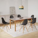 Ver imagem 1 de Conjunto Sala de Jantar Mesa Madeira Maciça Tampo Vidro e 6 Cadeiras Eames Cinamomo/Off White/Preto Yescasa