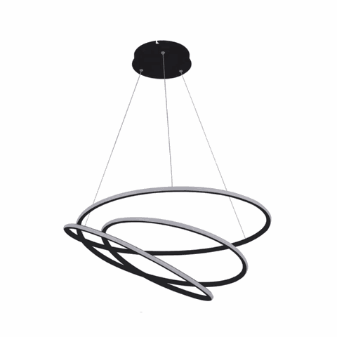 Luminaria Pendente Espiral 88w 3000k Bivolt Preto - Opus