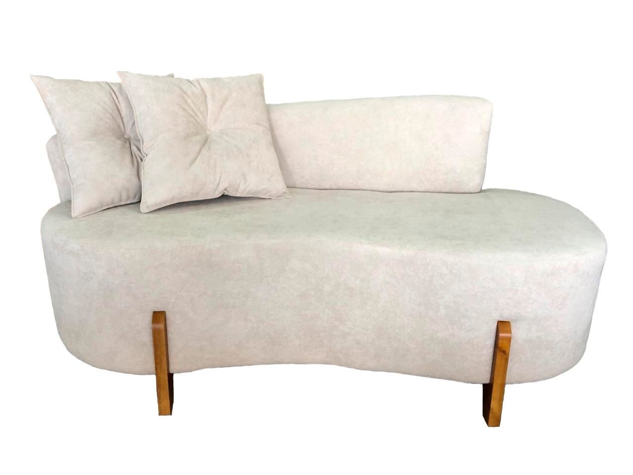 Sofá Orgânico 2 Lugares C/2 Almofadas Curvo Sala Recepção Boucle Bege - Montanaris Decor - 2