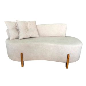 Sofá Orgânico 2 Lugares C/2 Almofadas Curvo Sala Recepção Boucle Bege - Montanaris Decor