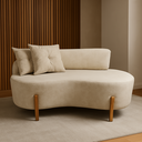 Ver imagem 1 de Sofá Orgânico 2 Lugares C/2 Almofadas Curvo Sala Recepção Boucle Bege - Montanaris Decor