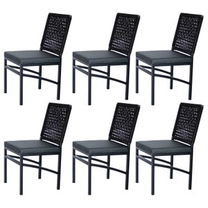 Kit 6 Cadeira Black – Corda Nautica Preta e Aço Preto