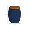 Puff Mesa Garden em Corda Náutica Base em Alumínio Preta e Tampo em Madeira Azul Marinho - 2