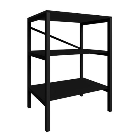 Multiuso Slim Minimalista 3 Prateleiras Mdf e Aço Resistente:preto