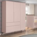 Ver imagem 2 de Guarda Roupa Infantil 3 Portas Pés Retrô Mel P04 Rosê