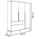Ver imagem 4 de Guarda Roupa Infantil 3 Portas Pés Retrô Mel P04 Rosê