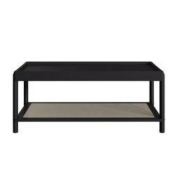 Mesa de Centro Retangular com Prateleira 93cm Palhinha Pé Madeira Oslo - 3