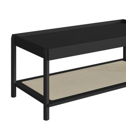 Mesa de Centro Retangular com Prateleira 93cm Palhinha Pé Madeira Oslo - 7