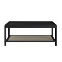 Ver imagem 3 de Mesa de Centro Retangular com Prateleira 93cm Palhinha Pé Madeira Oslo Preto