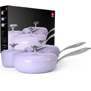 Jogo de Panelas Antiaderente Cerâmica Cuisine Retrô Lilás
