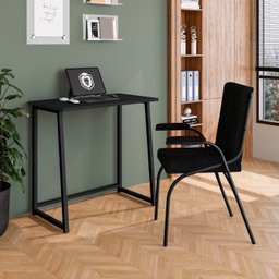 Escrivaninha Computador Dobrável Escritório Home Office Fit Preto - 2