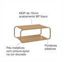 Ver imagem 4 de Mesa de Centro Sala Orgânica 80cm x 48cm Cantos Arredondados e Pés em Metal Cor:Hanover com