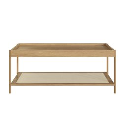 Mesa de Centro Retangular com Prateleira 93cm Palhinha Pé Metal Oslo - 3