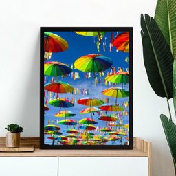 Quadro Sombrinhas de Frevo Recife 33x24cm - com Vidro:moldura Branca - 1
