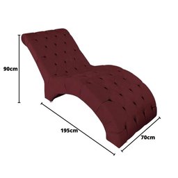 Recamier Divã Espreguiçadeira Sala Cliníca Leila Veludo Bordô - 3 Recamier Divã Espreguiçadeira Sala Cliníca Leila Veludo Bordô - 3