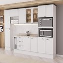 Ver imagem 1 de Cozinha Completa Milla Jade Fit 12 Portas 3 Gavetas MDF 290cm Branco Móveis Carraro