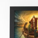 Ver imagem 2 de Jesus Cristo Barco Religioso Quadro Moldura Preta 60x40cm