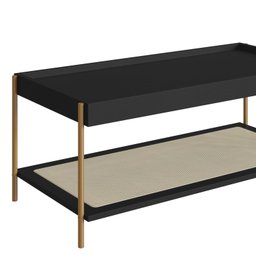 Mesa de Centro Retangular com Prateleira 93cm Palhinha Pé Metal Oslo - 6