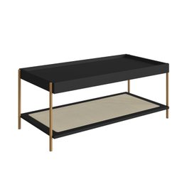 Mesa de Centro Retangular com Prateleira 93cm Palhinha Pé Metal Oslo - 3