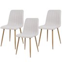 Ver imagem 1 de Kit 3 Cadeiras de Jantar Kendra Creme Estofada Anatômica com Pés em Metal Efeito Madeira para Sala